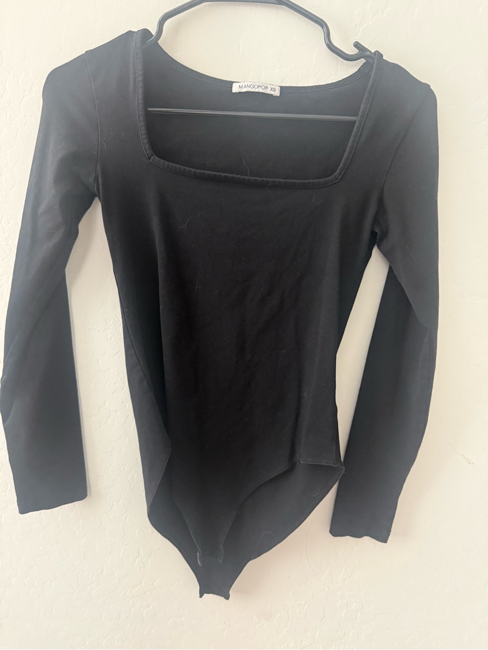 Black Square-Neck Long Sleeve Bodysuit